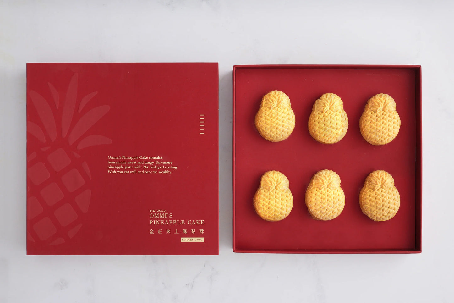 Gold Ommi's Pineapple Cake24k  |  純金金旺來土鳳梨酥禮盒 6顆裝24k